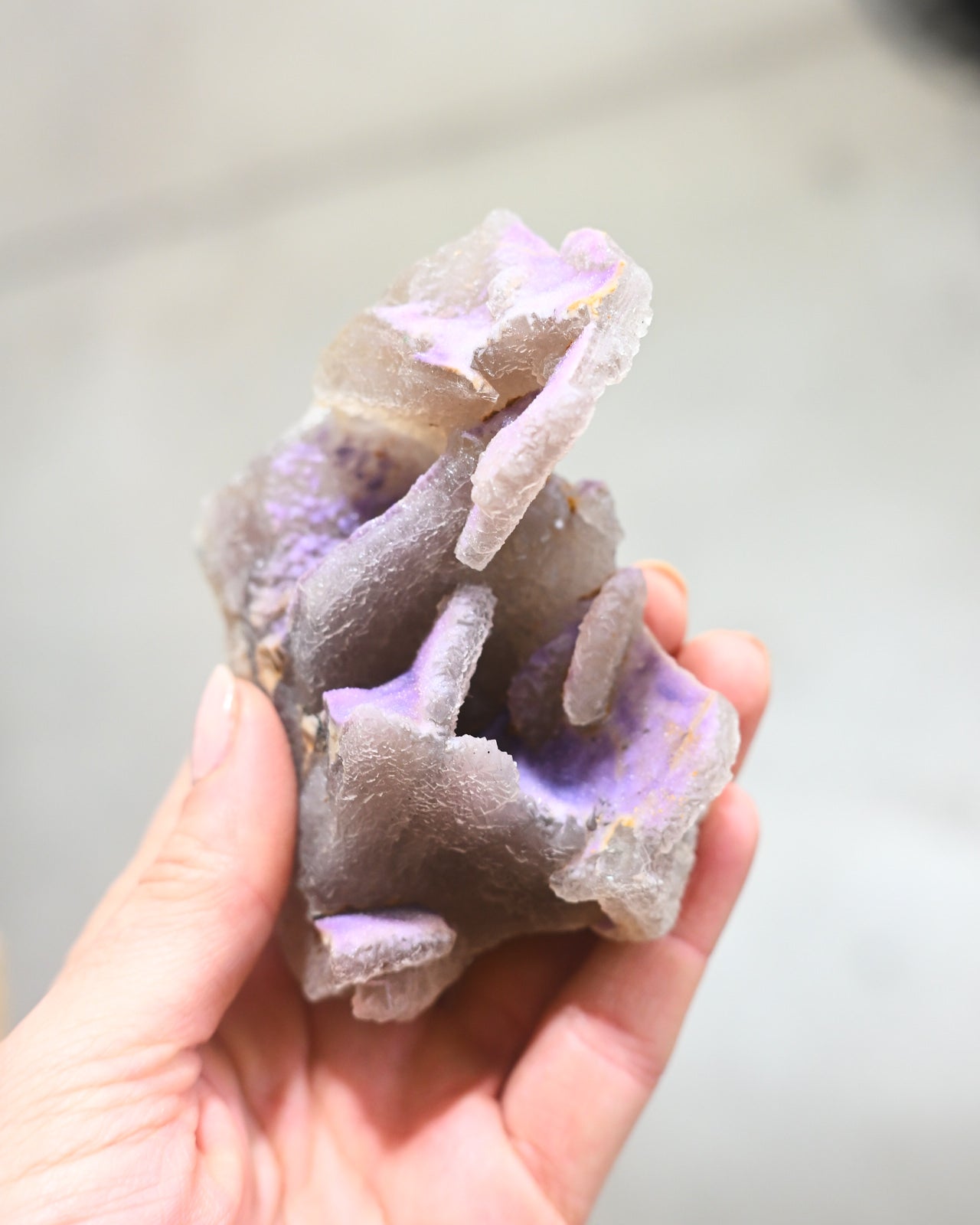 Purple Fluorite w Druzy Quartz + Muscovite