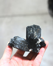 Black Tourmaline w Feldspar, Smoky Quartz