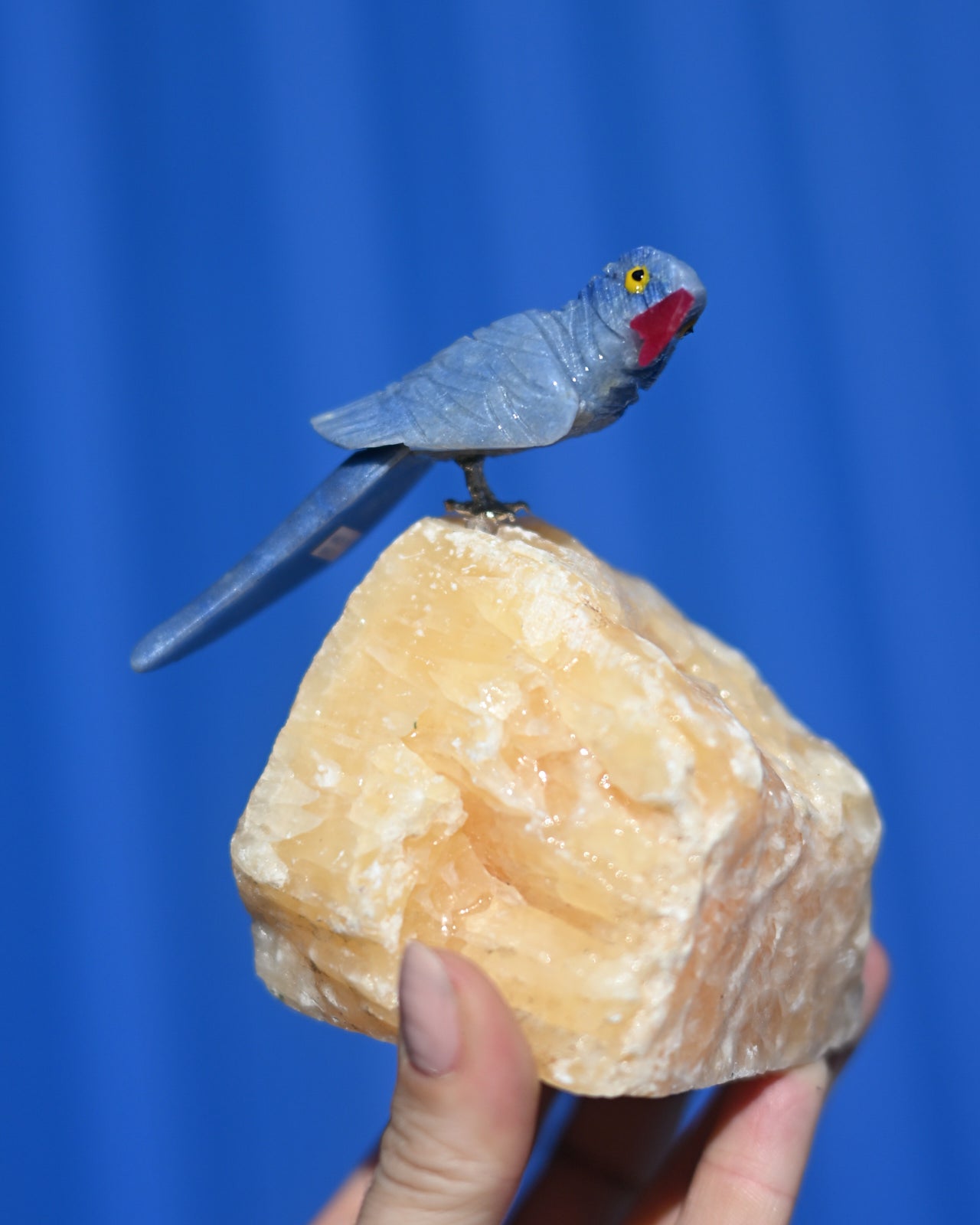 Quartz Bird on Rough Crystal