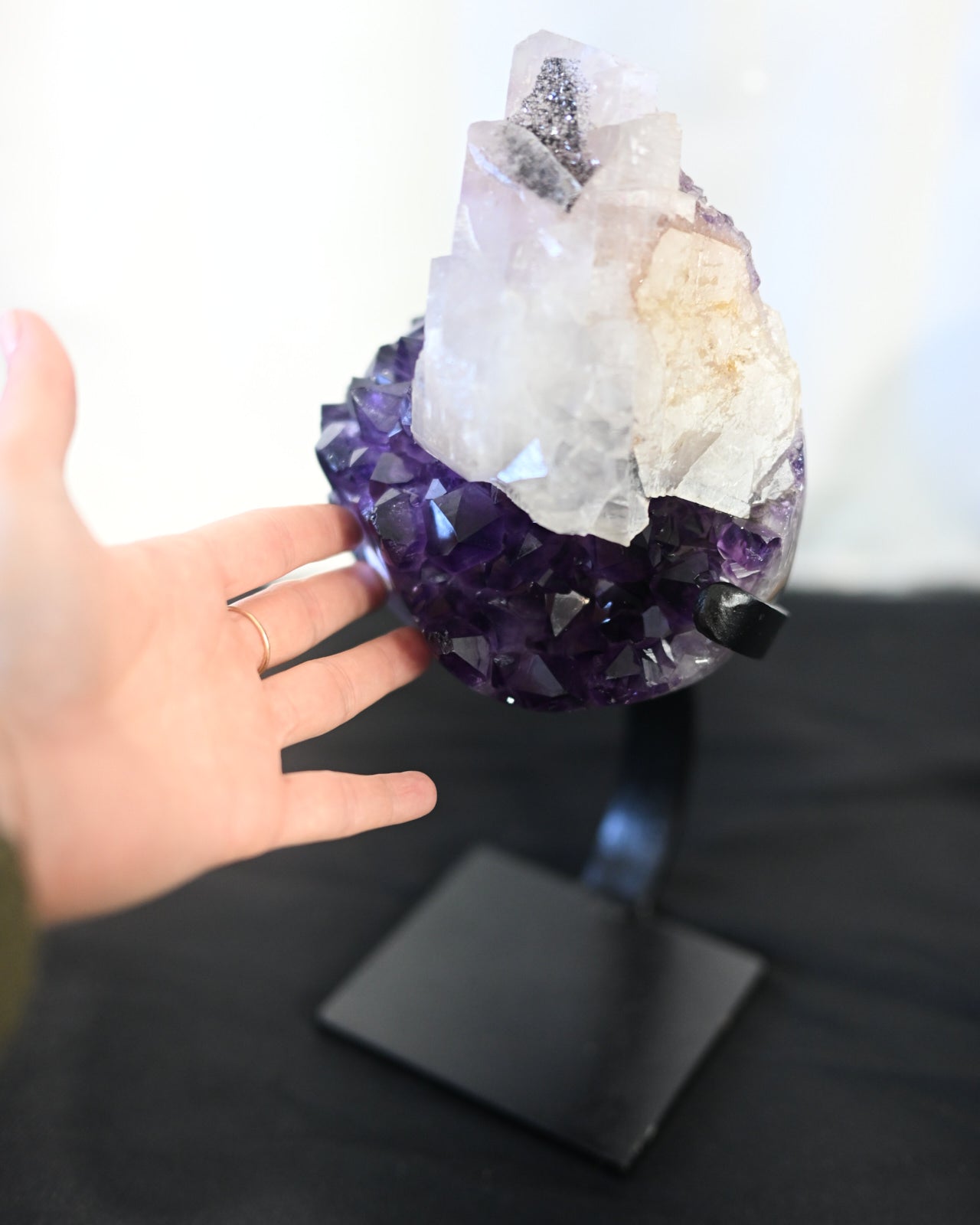 Amethyst w/ Calcite Geode on Stand 8lbs