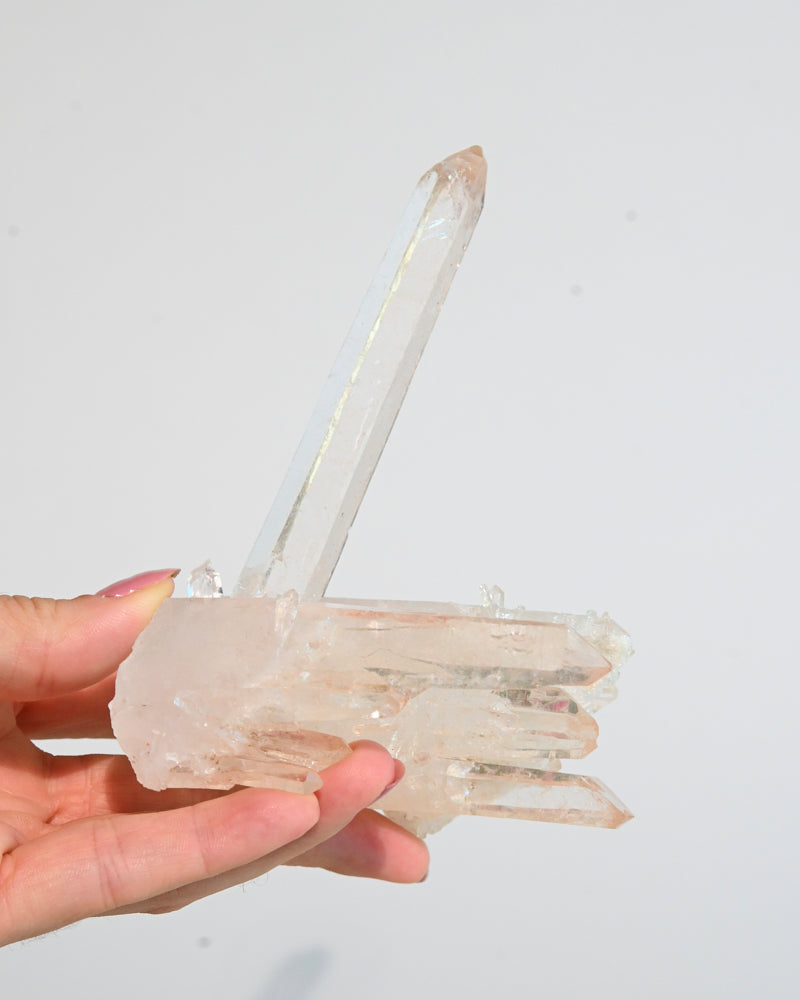 Rare Formation Tangerine Lemurian Quartz Cluster