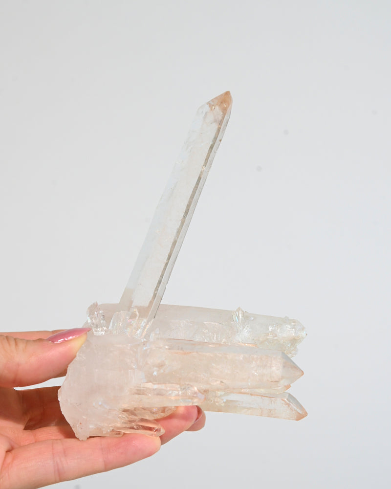 Rare Formation Tangerine Lemurian Quartz Cluster