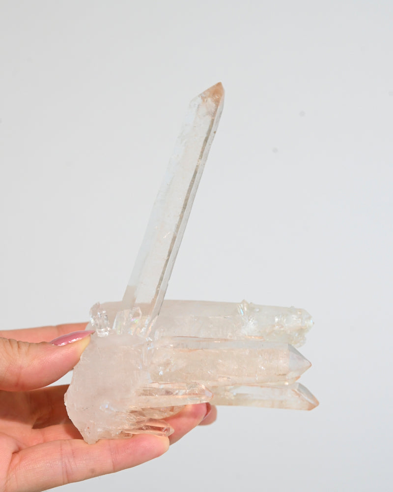 Rare Formation Tangerine Lemurian Quartz Cluster