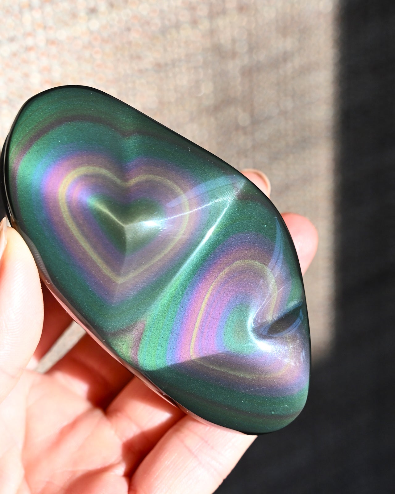 Rainbow Obsidian Double Heart