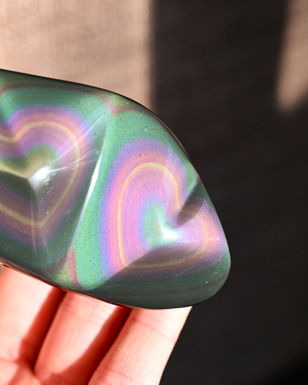 Rainbow Obsidian Double Heart