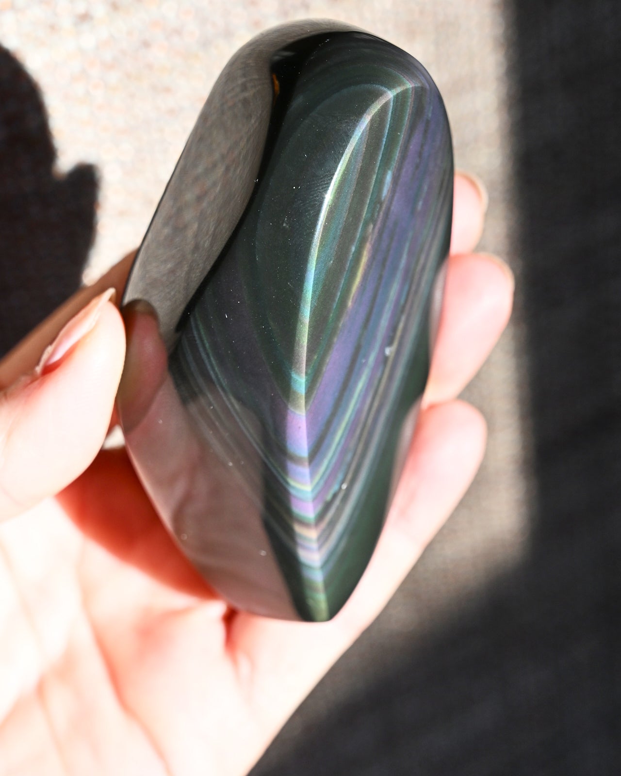 Rainbow Obsidian Double Heart