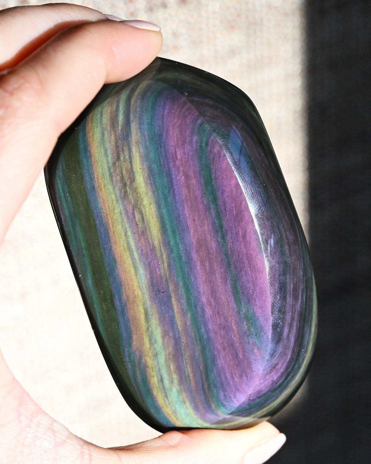 Rainbow Obsidian Double Heart