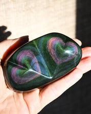 Rainbow Obsidian Double Heart