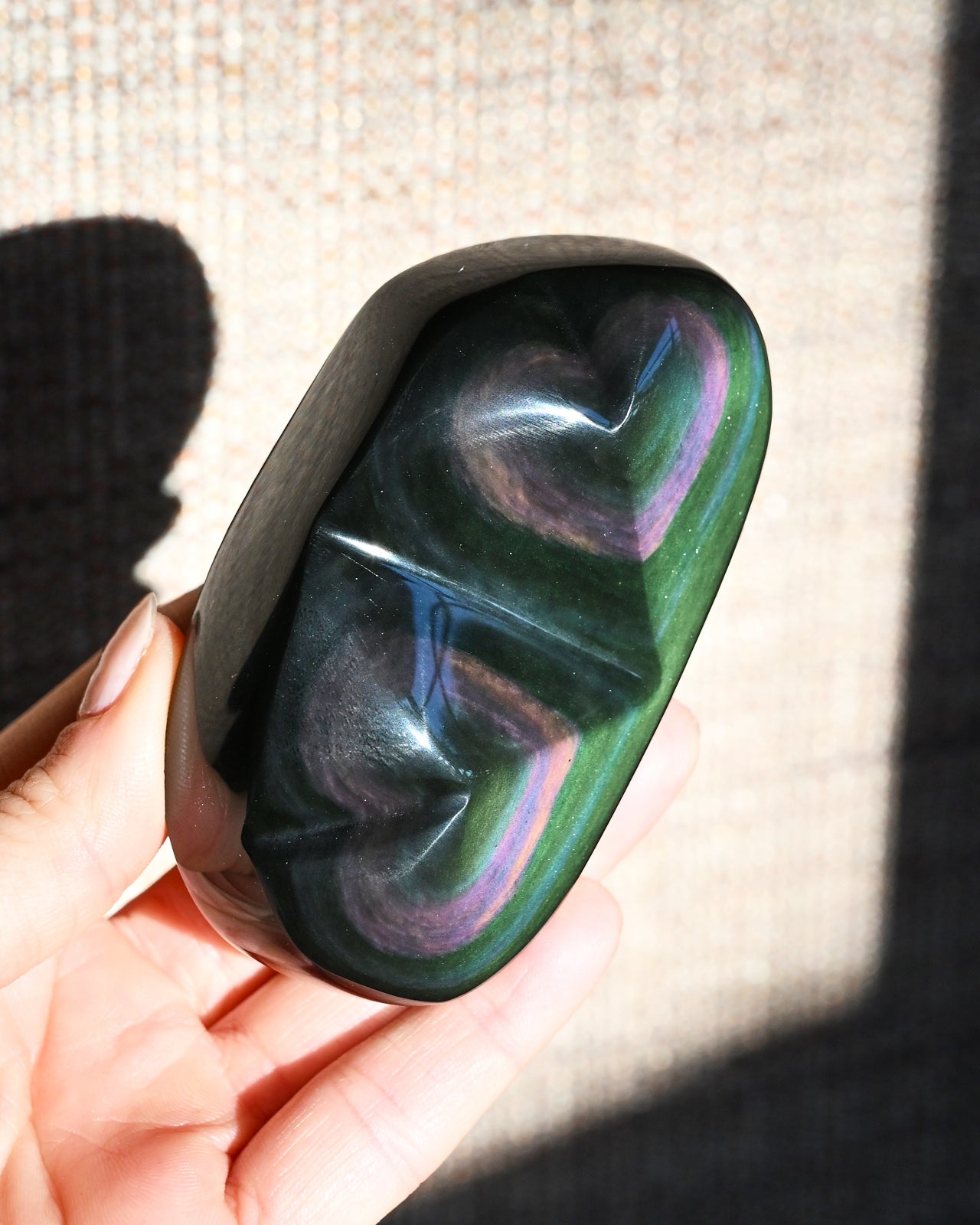 Rainbow Obsidian Double Heart