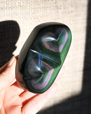 Rainbow Obsidian Double Heart