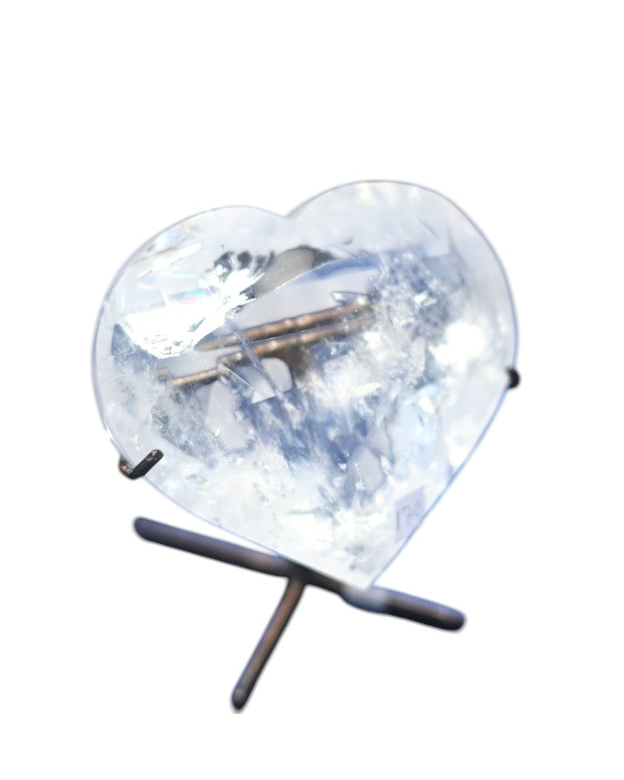 Clear Quartz Heart On Stand