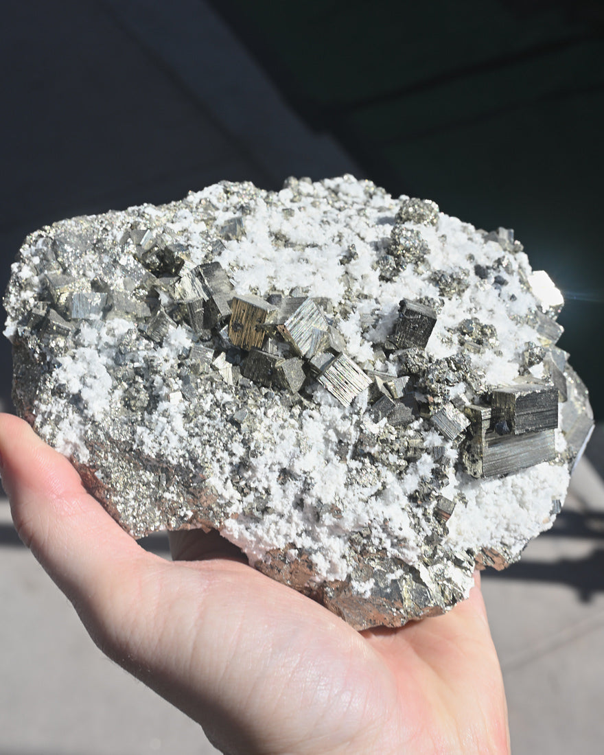 XL Pyrite w Quartz Cluster 6lbs