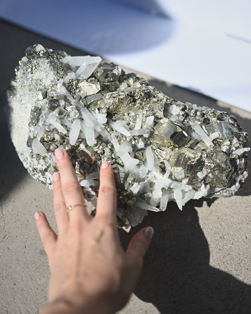 XXL Pyrite w Quartz Cluster 25lbs