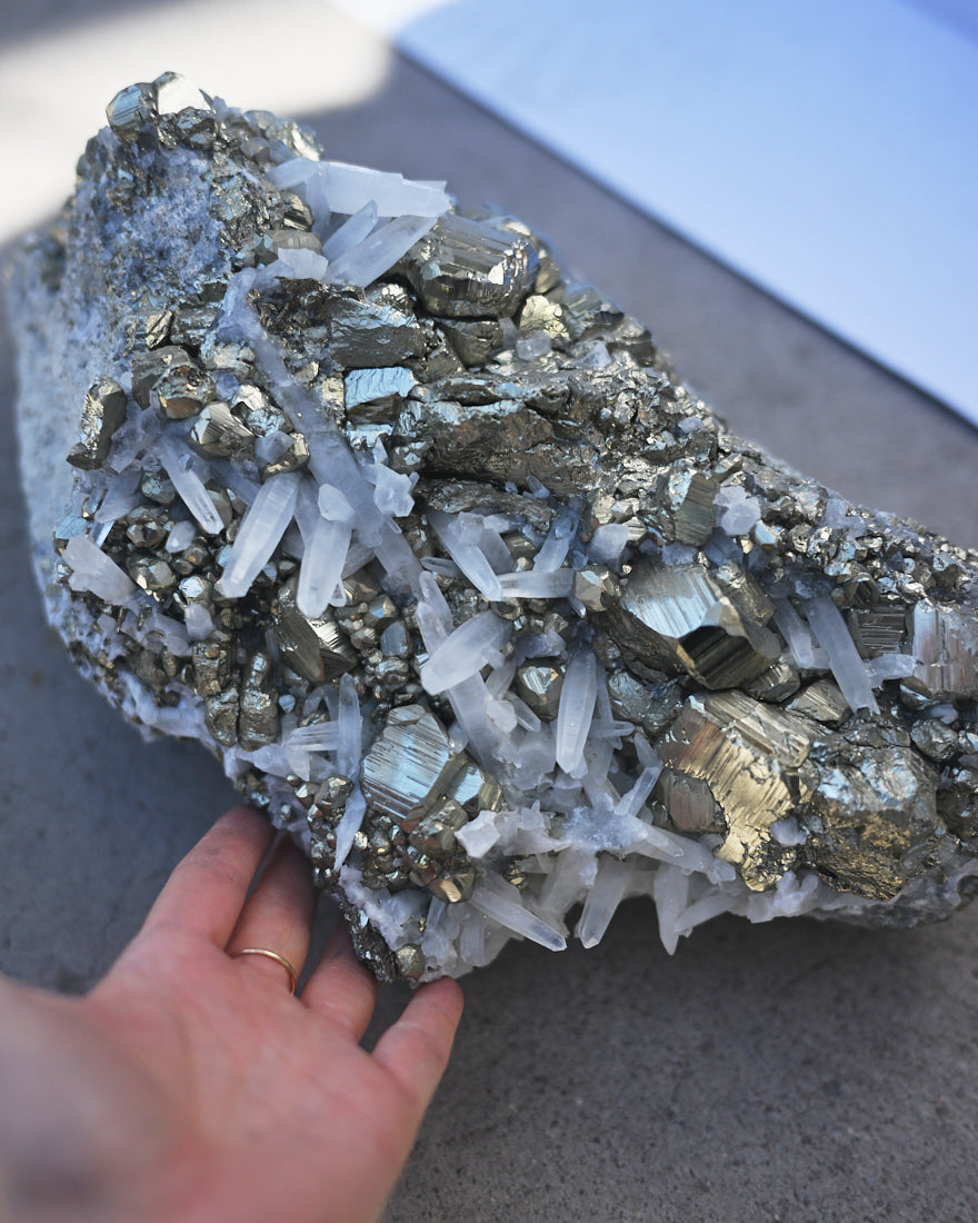 XXL Pyrite w Quartz Cluster 25lbs