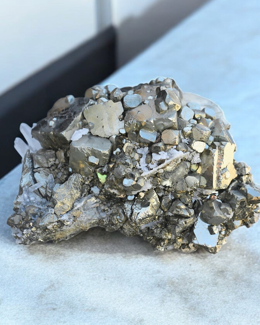 XXL Pyrite w Quartz Cluster 11.6lbs