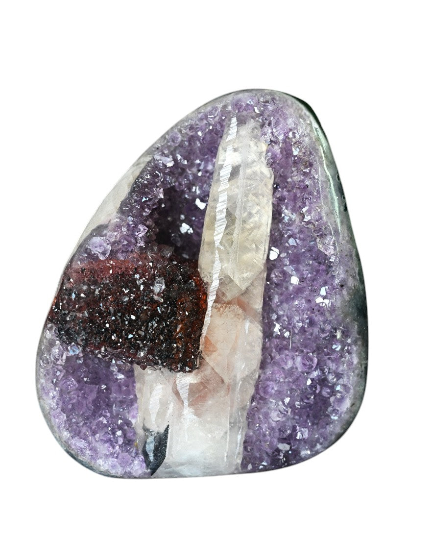 Amethyst Geode 3.3lbs - Calcite/ Hematite