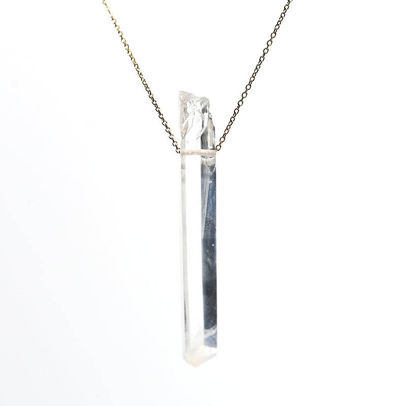 Lemurian Smoke point crystal necklace 14k gold