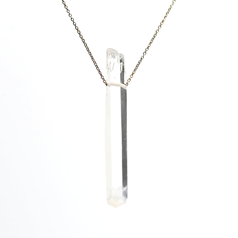 Lemurian Smoke point crystal necklace 14k gold