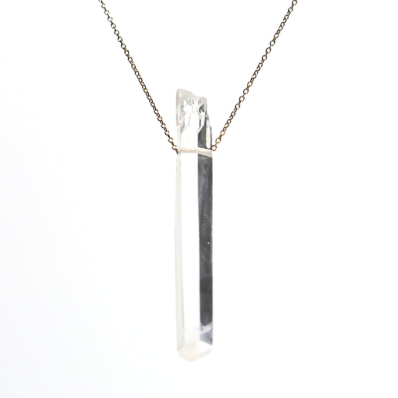 Lemurian Smoke point crystal necklace 14k gold