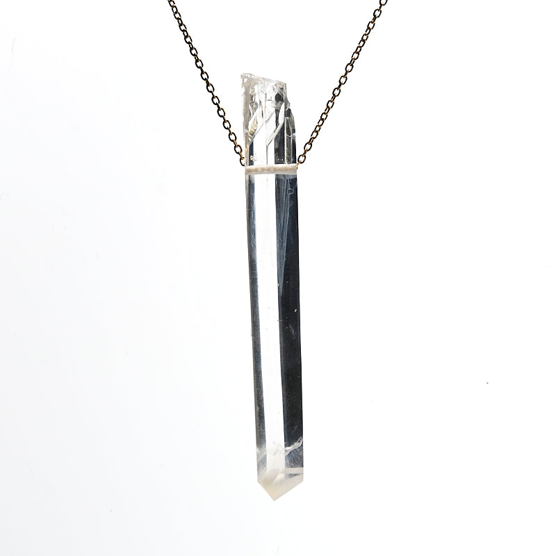 Lemurian Smoke point crystal necklace 14k gold