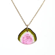 Watermelon Tourmaline Necklace 14k Gold