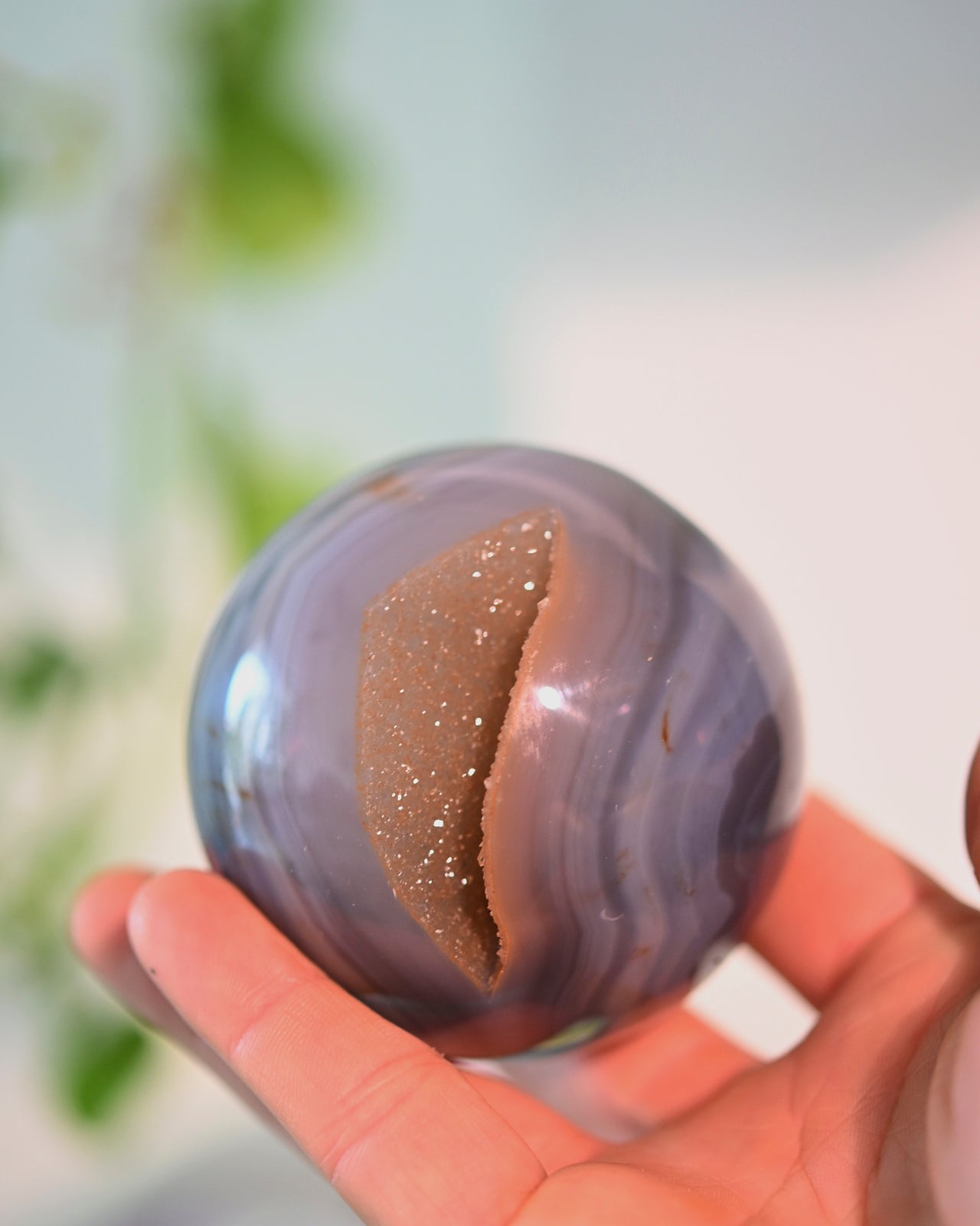 Blue Agate Druzy Crystal Sphere