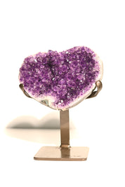 Amethyst Crystal Geode Heart on Stand 3.5lbs