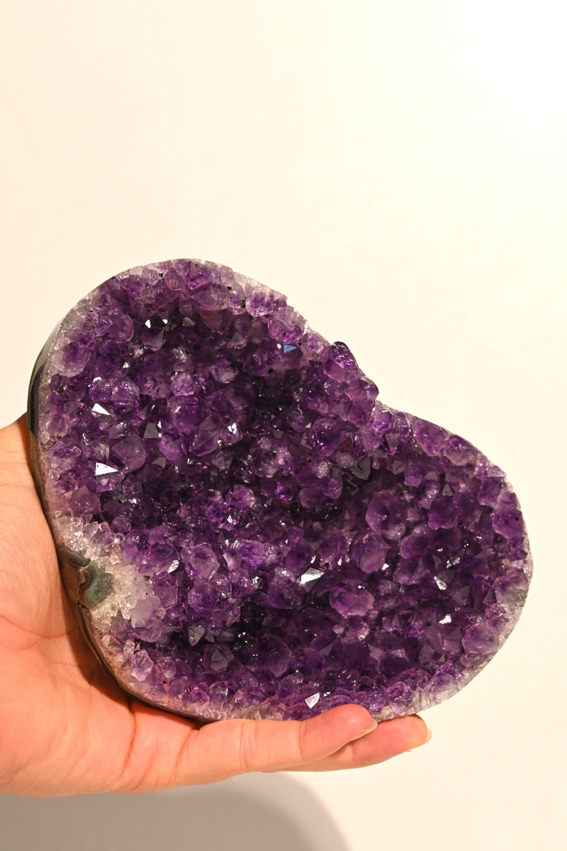 Amethyst Crystal Geode Heart on Stand 3.5lbs