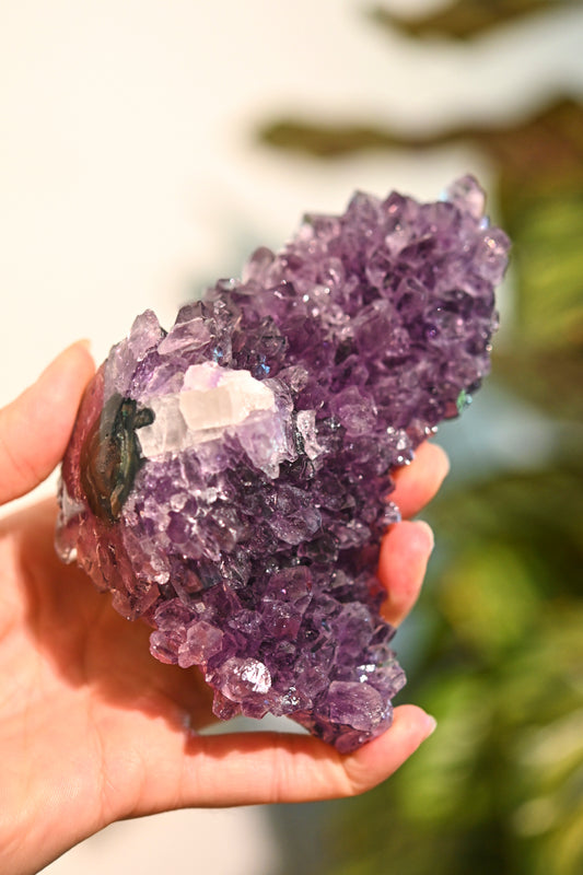 Amethyst Cluster w/ Calcite  4 inch