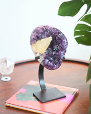 Amethyst w/ Calcite Geode on Stand 8.8lbs