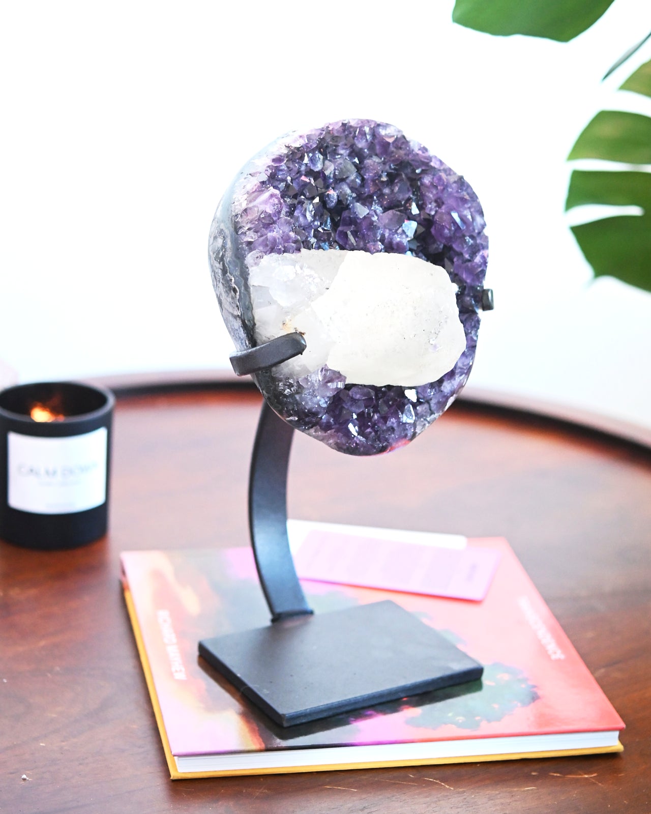 Amethyst w/ Calcite Geode on Stand 10lbs