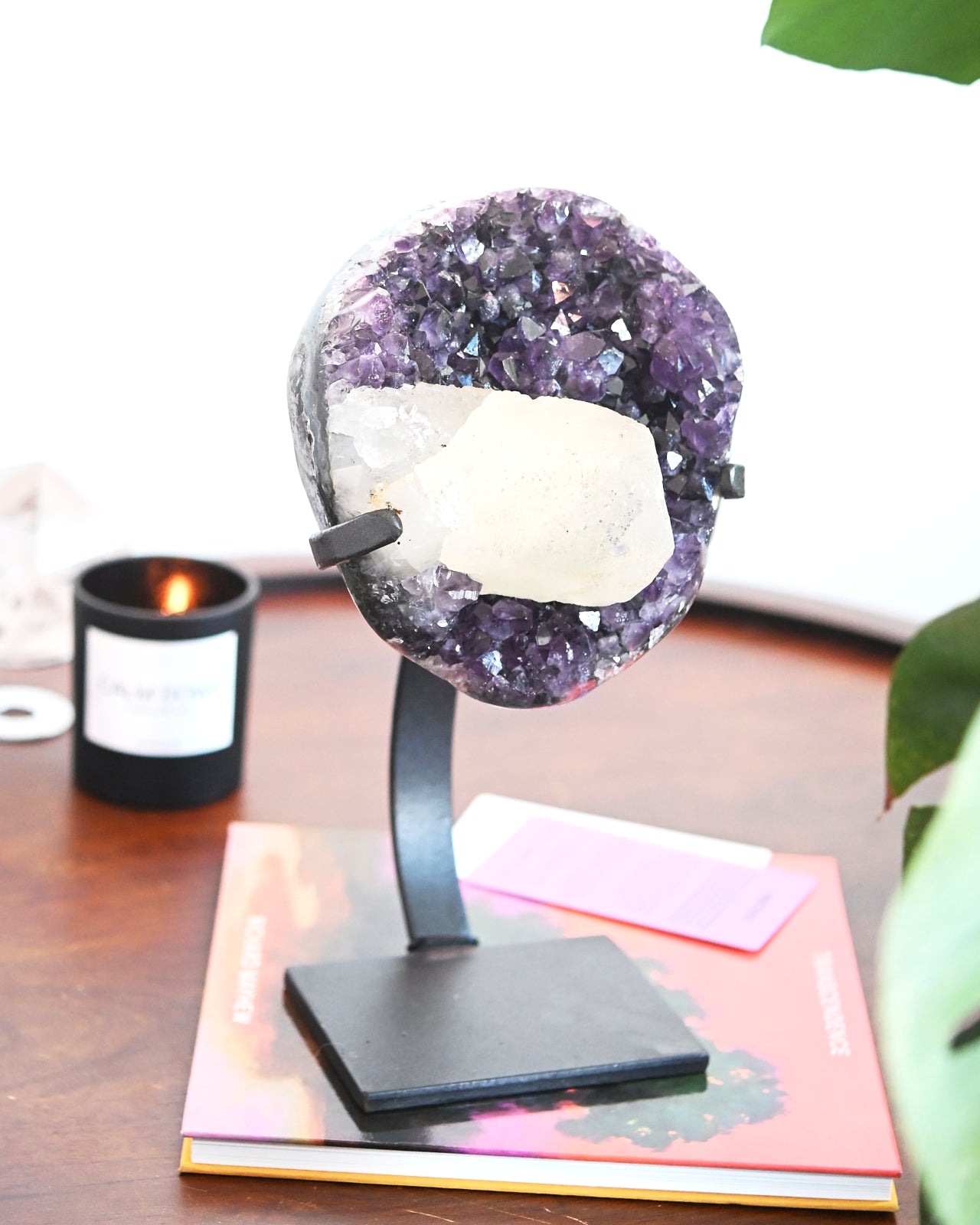 Amethyst w/ Calcite Geode on Stand 10lbs