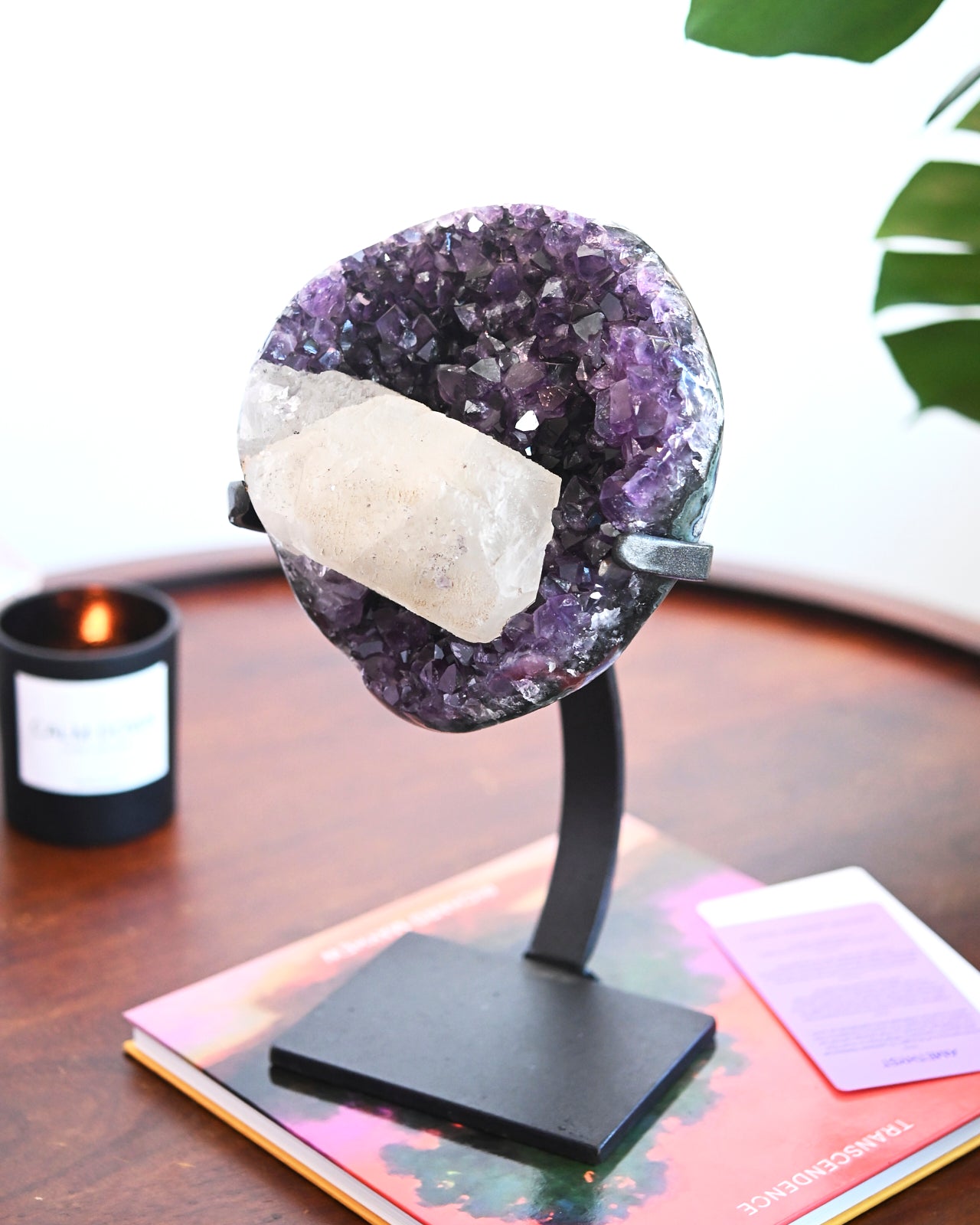 Amethyst w/ Calcite Geode on Stand 10lbs