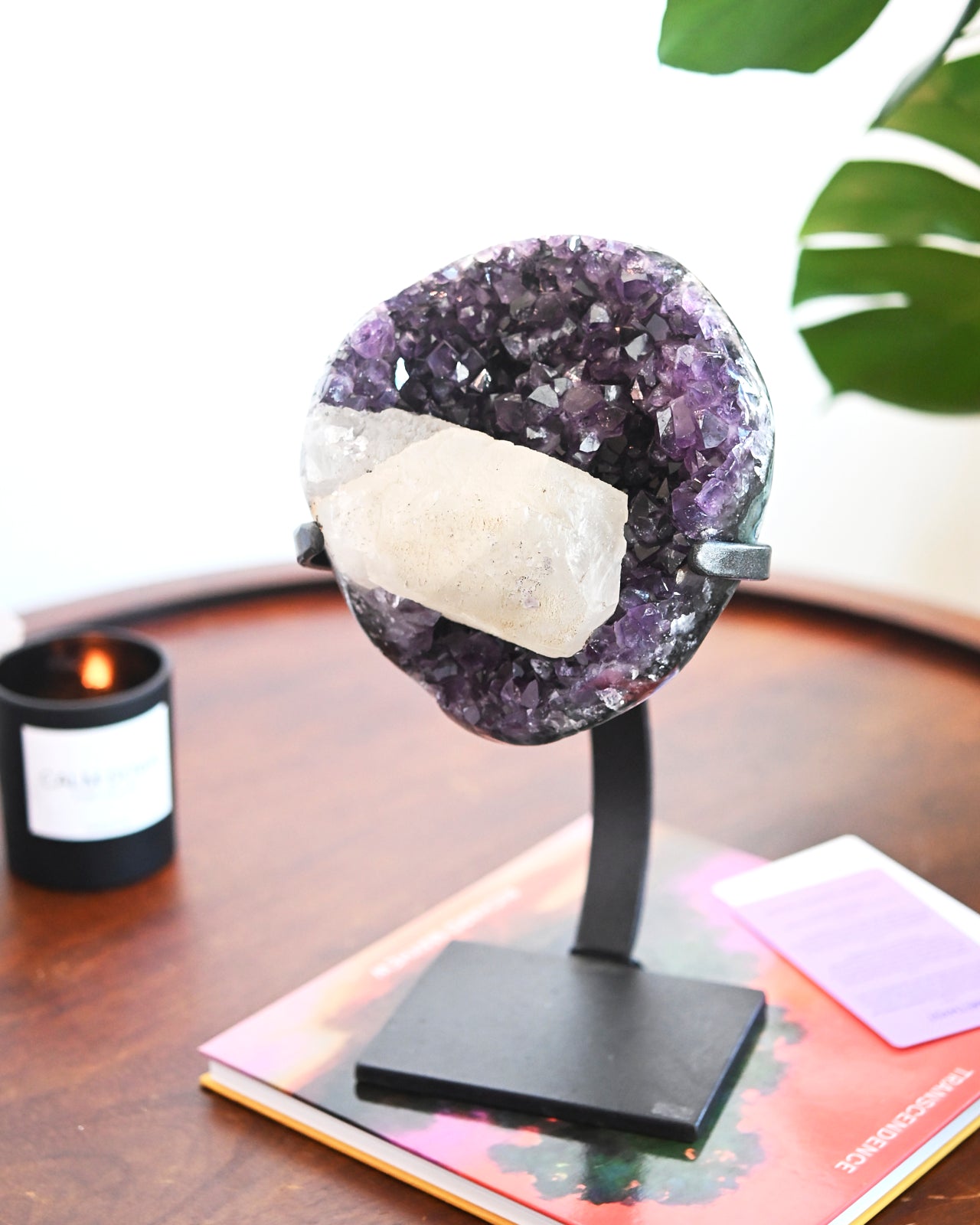 Amethyst w/ Calcite Geode on Stand 10lbs