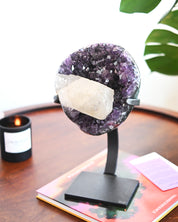 Amethyst w/ Calcite Geode on Stand 10lbs