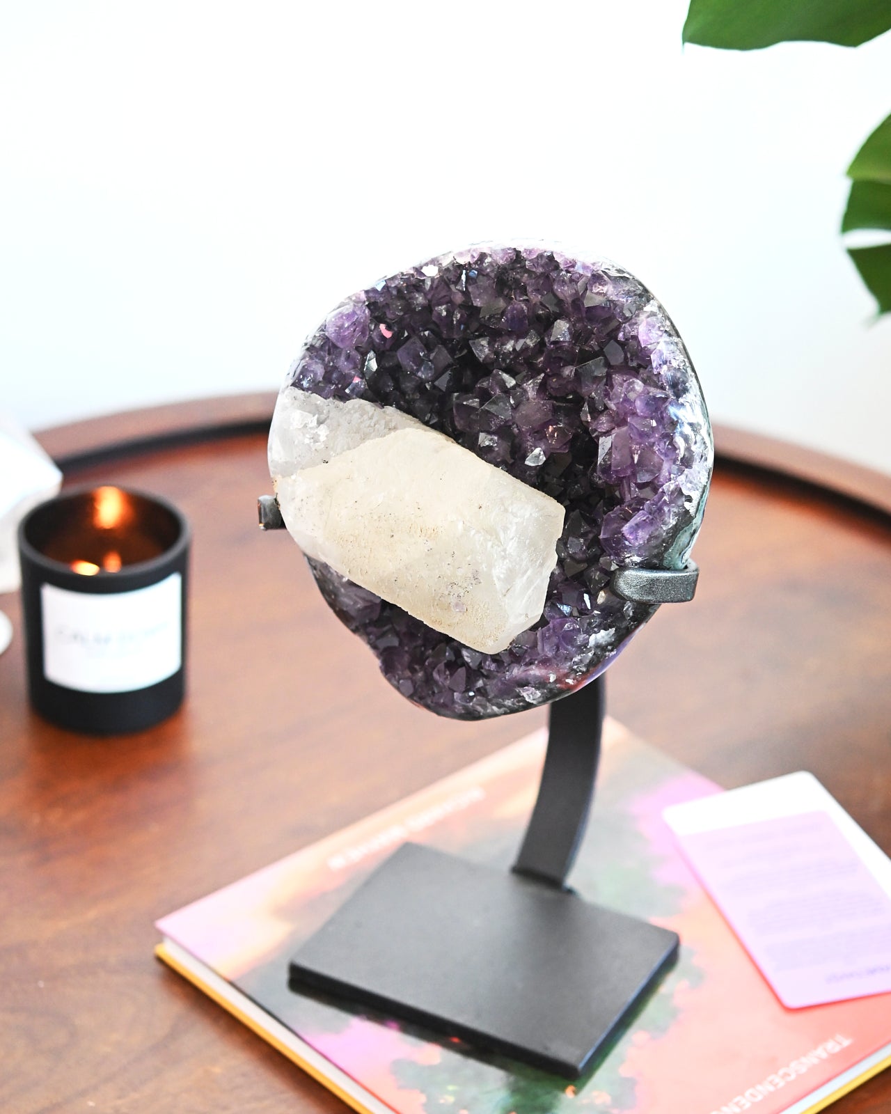 Amethyst w/ Calcite Geode on Stand 10lbs