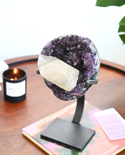 Amethyst w/ Calcite Geode on Stand 10lbs