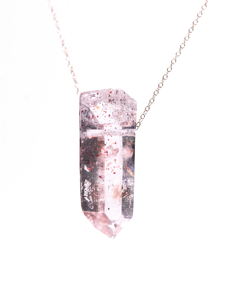 Brandberg Quartz Hematite Necklace 14k Gold