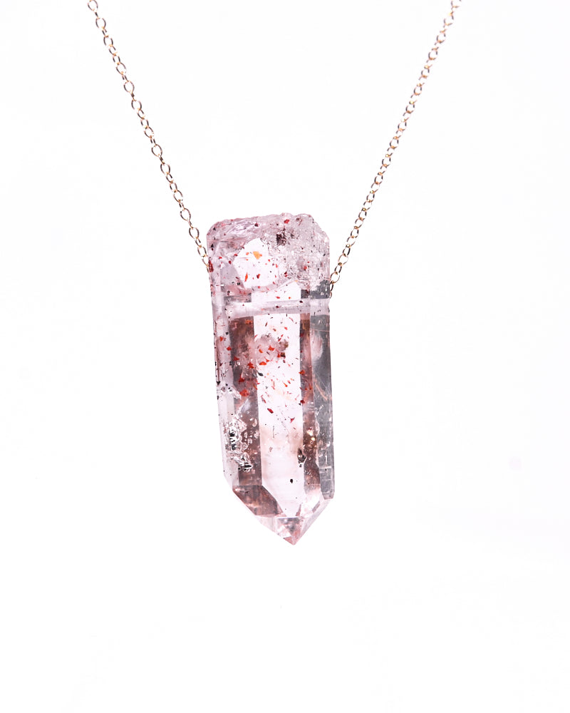 Brandberg Quartz Hematite Necklace 14k Gold