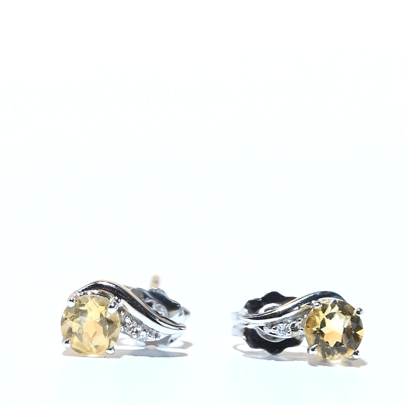 Citrine Diamond 14k Earrings