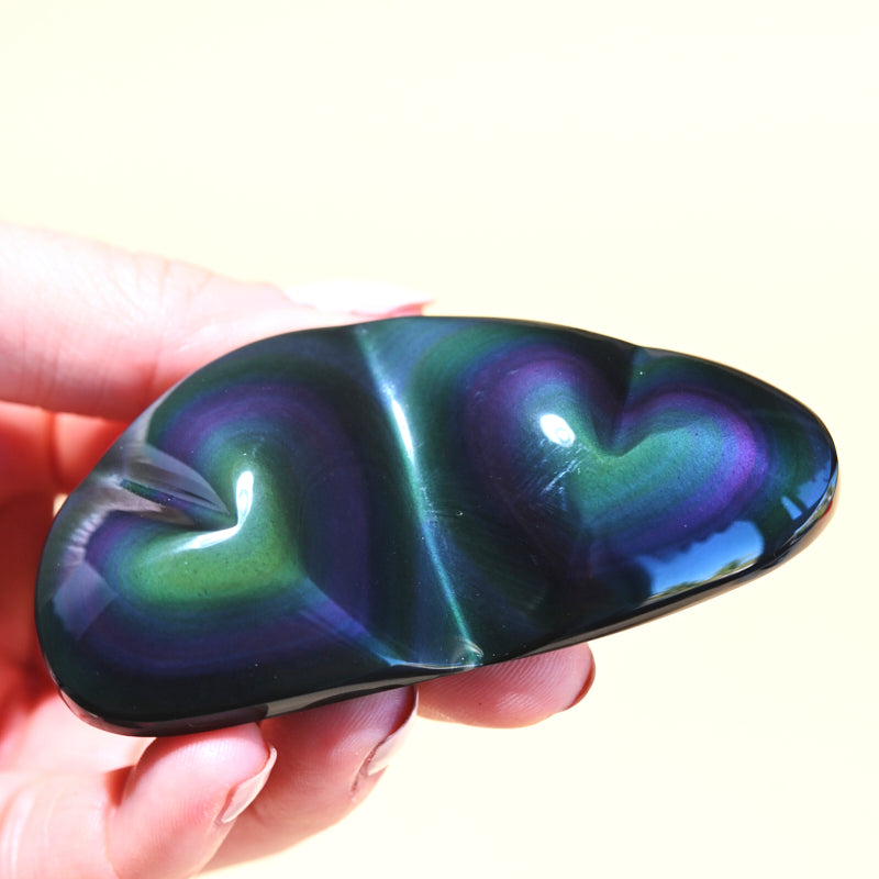 Rainbow Obsidian Double Heart