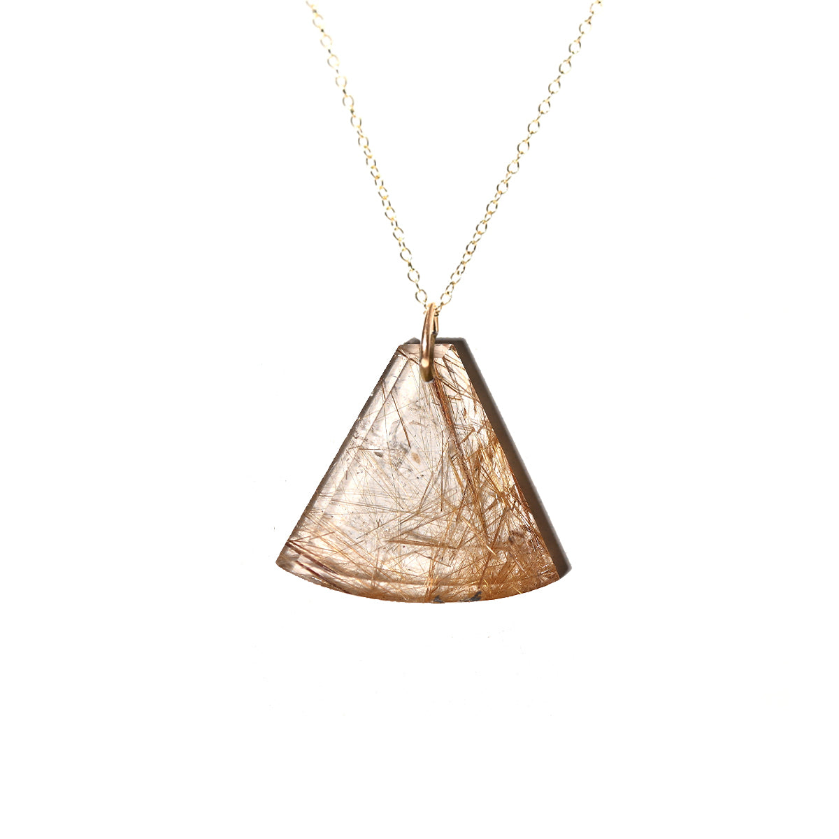 Golden Rutile Pendant Necklace 14k Gold 