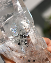 Lemurian Seed w Hematite Inclusions on Stand