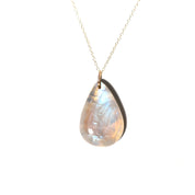 Rainbow Moonstone Pendant Necklace 14k Gold