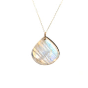 Rainbow Moonstone Pendant Necklace 14k Gold