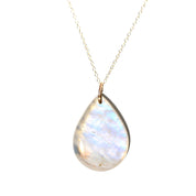 Rainbow Moonstone Pendant Necklace 14k Gold