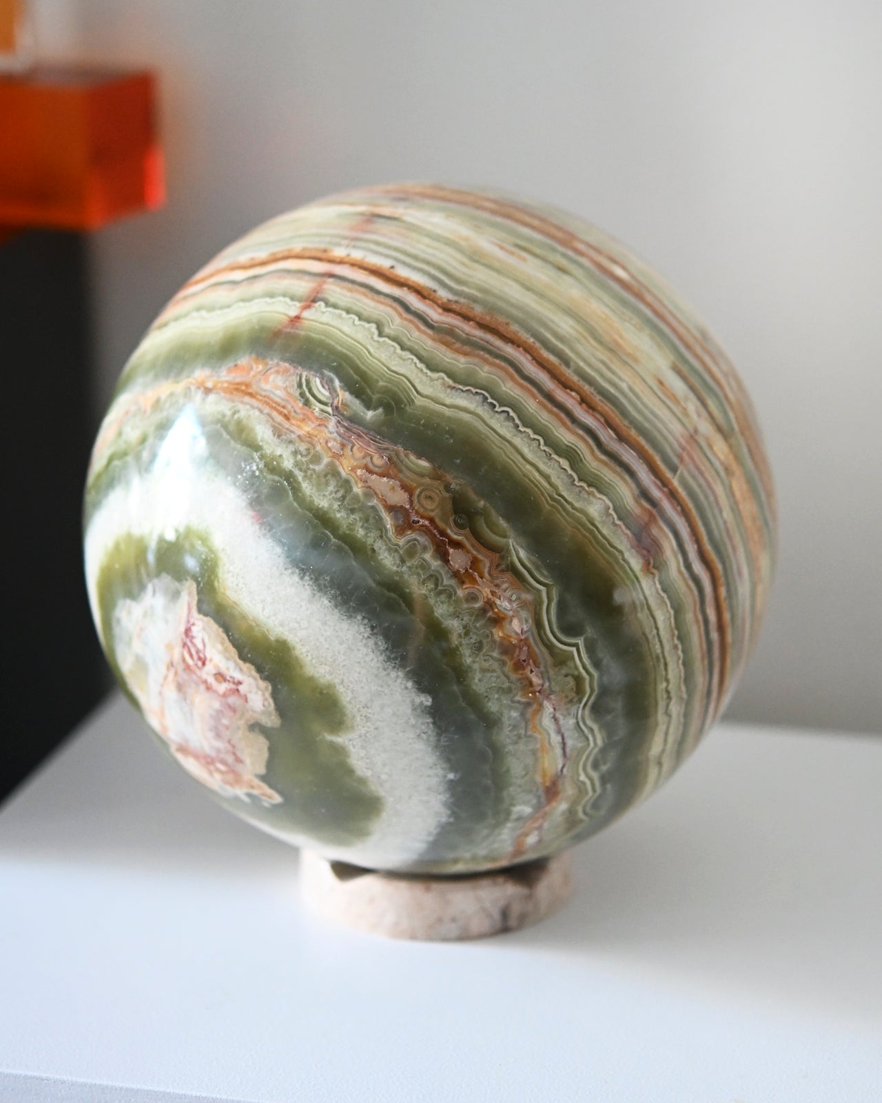 25lb Banded Green Onyx Sphere