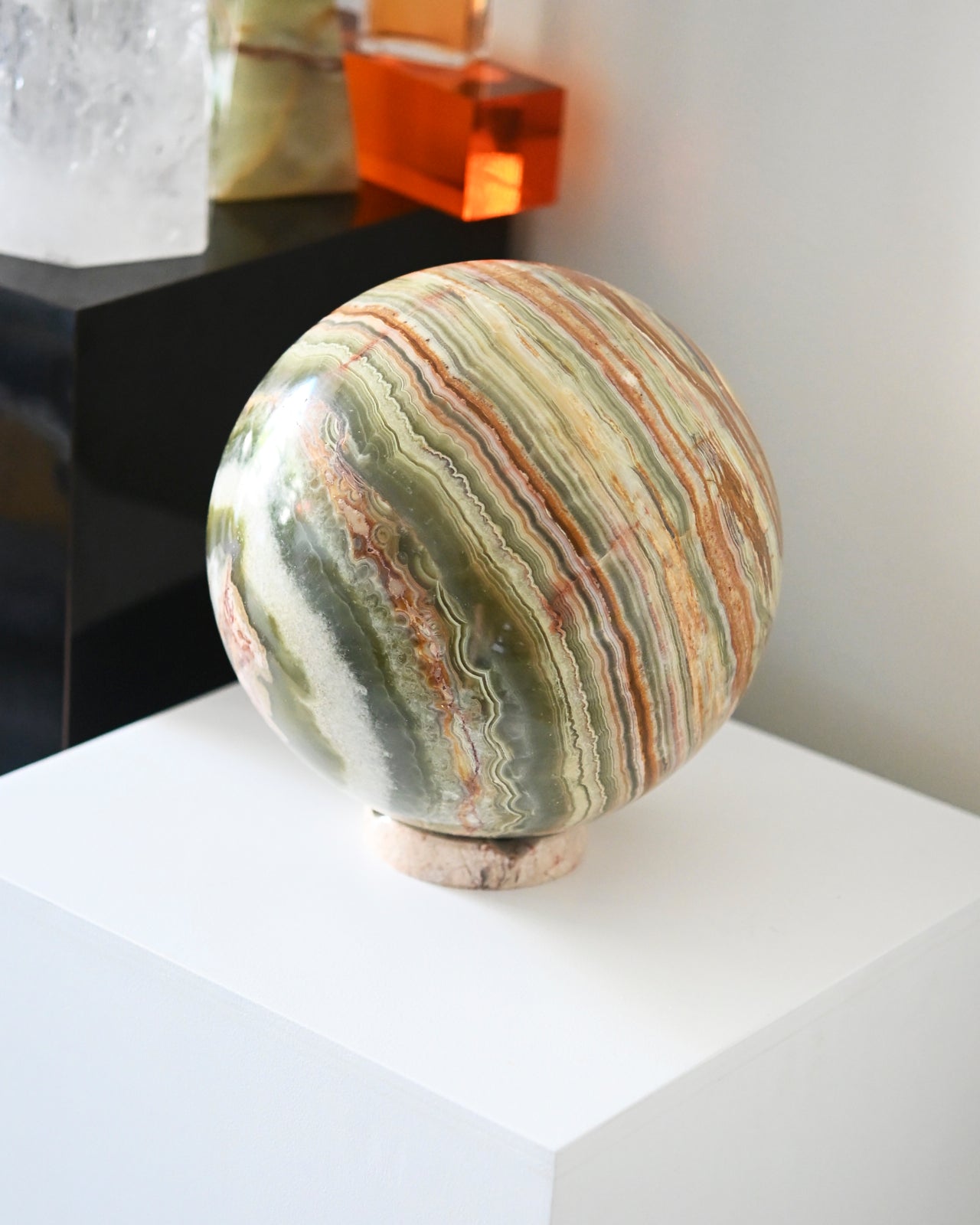 25lb Banded Green Onyx Sphere