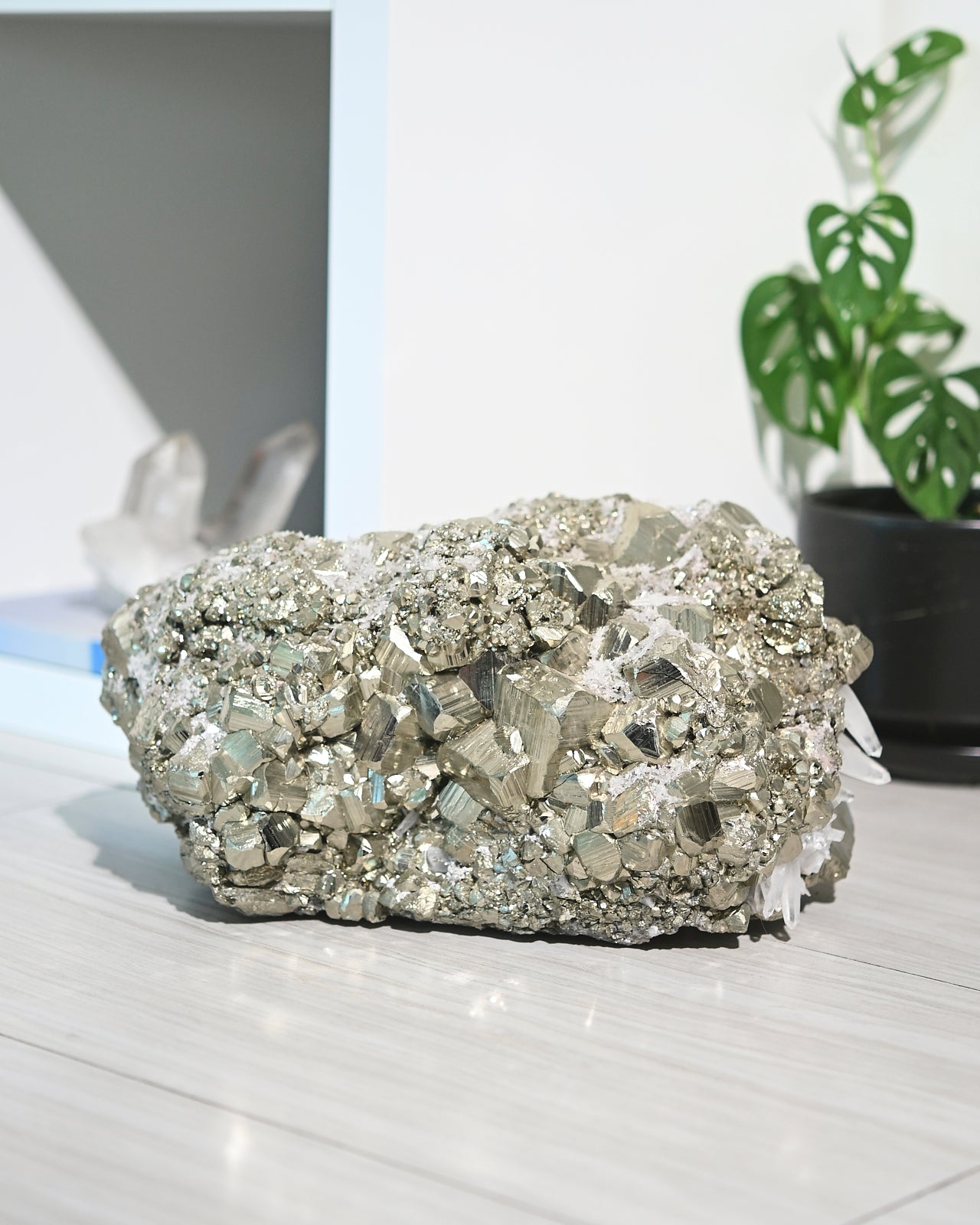 50lbs Pyrite w Clear Quartz Statement