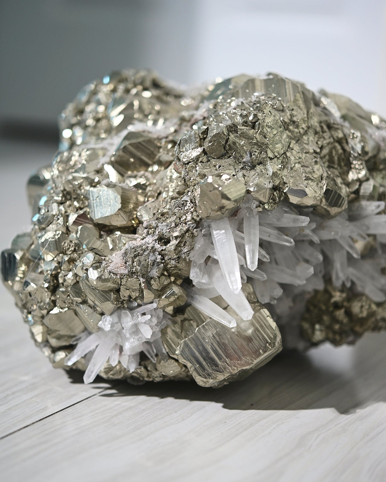 50lbs Pyrite w Clear Quartz Statement